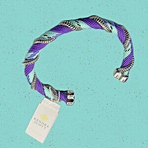 Kendra Scott Purple-Teal Hand Wrapped Rhodium Plated Adjustable Cuff Bracelet